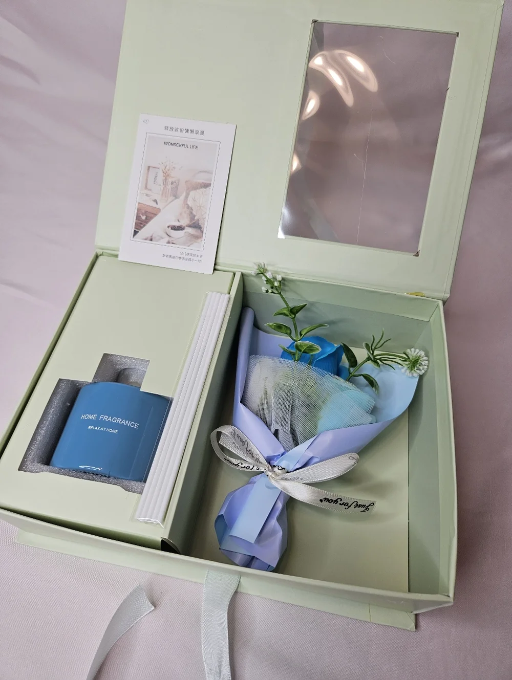 Luxury Gift Box with Reed Diffuser & Soap Flower Bouquet – The Blue Ocean
